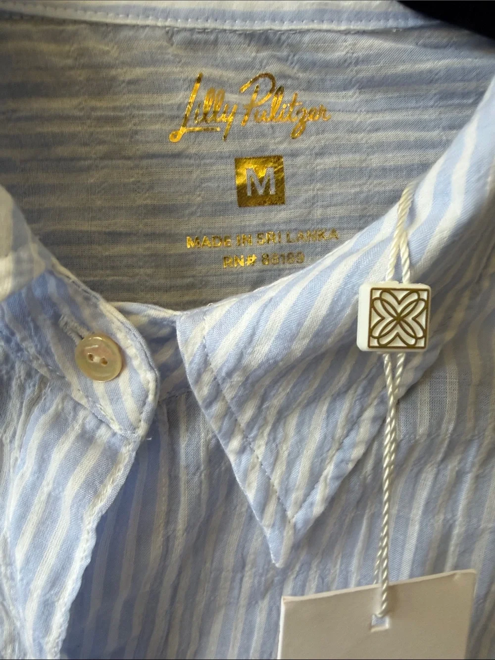 Lilly Pulitzer Pale Blue Striped Women’s Button-Down seersucker Shirt